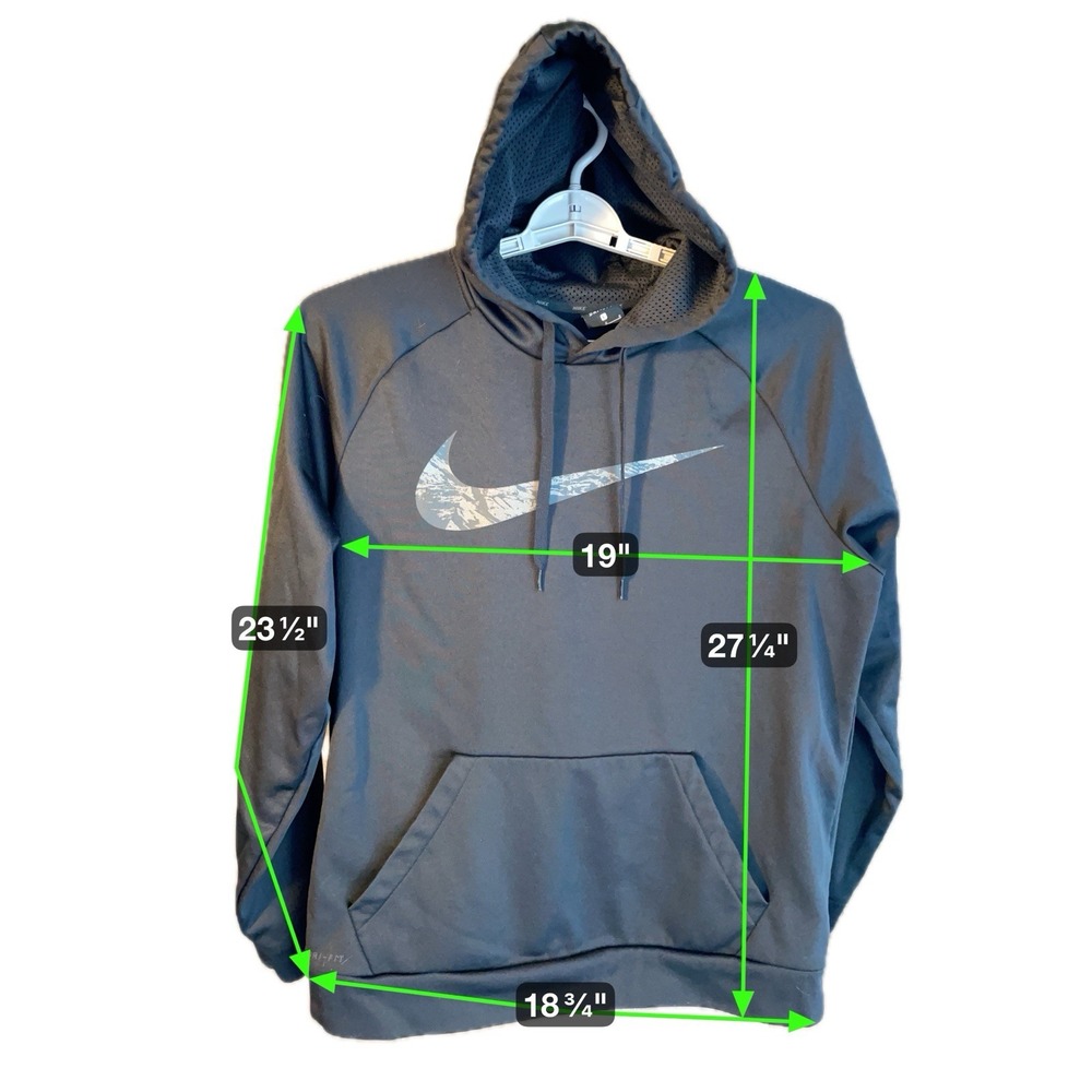 Nike Dri Fit Mens Black Training Big Logo Swoosh Hoodie Sweatshirt Camo Check L - Picture 5 of 7